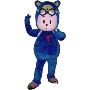 Blå maskot för snögubbe, nallebjörn med glasögon - Spotsound