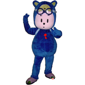 Mascota del muñeco de nieve azul, oso con gafas - MASFR032250 - Mascotas humanas