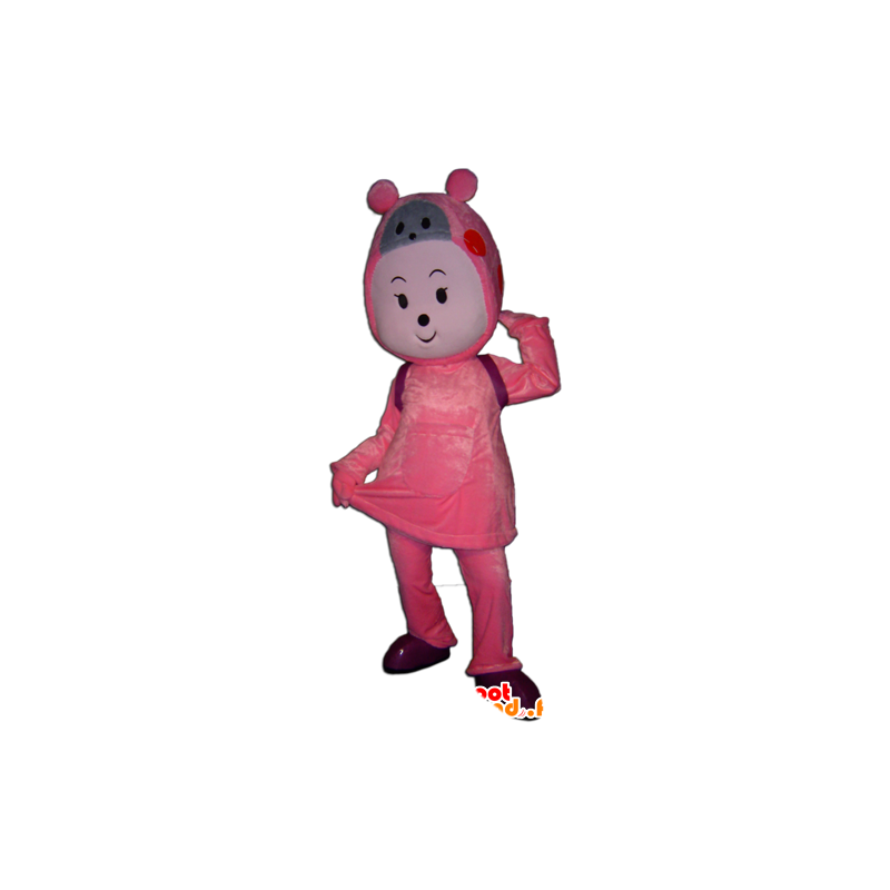 Teddy mascot, pink and gray man - MASFR032251 - Human mascots