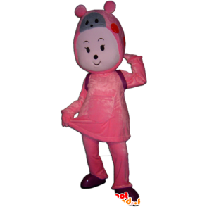 Mascotte de nounours, de bonhomme rose et gris - MASFR032251 - Mascottes Homme