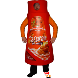 Flaske maskot rød ketchup giganten - MASFR032253 - Maskoter Flasker
