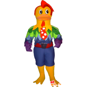 Muscolare gallo mascotte, molto elegante e colorato - MASFR032255 - Mascotte di galline pollo gallo