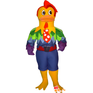 Mascotte de coq musclé, très élégant et coloré - MASFR032255 - Mascotte de Poules - Coqs - Poulets