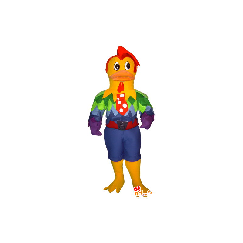 Mascotte de coq musclé, très élégant et coloré - MASFR032255 - Mascotte de Poules - Coqs - Poulets
