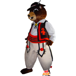 Mascote da marmota, castor marrom no vestido tradicional - MASFR032257 - Beaver Mascot