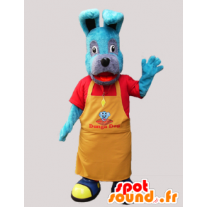 Modrý pes maskot žlutou zástěrou - MASFR032262 - psí Maskoti