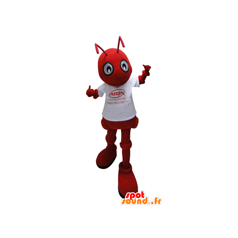 Rode mier mascotte met een wit overhemd - MASFR032263 - Ant Mascottes