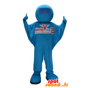 Blue snowman mascot. blue overalls - MASFR032264 - Human mascots