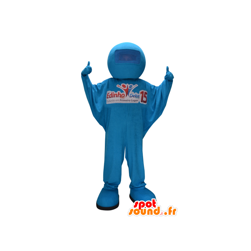 Blue snowman mascot. blue overalls - MASFR032264 - Human mascots