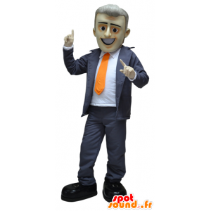 Oblečený podnikatel maskotem obleku a kravatě - MASFR032265 - Man Maskoti