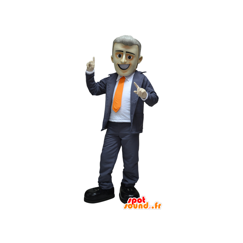 Mascotte d'homme d'affaires habillé d'un costume cravate - MASFR032265 - Mascottes Homme