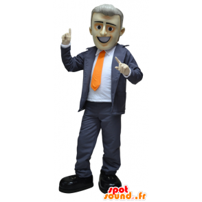 ντυμένος επιχειρηματίας μασκότ του ένα κοστούμι και γραβάτα - MASFR032265 - Ο άνθρωπος Μασκότ