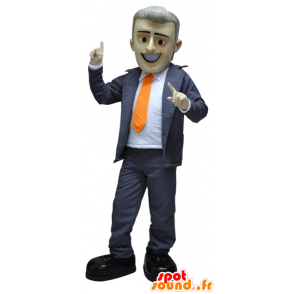 Mascotte d'homme d'affaires habillé d'un costume cravate - MASFR032265 - Mascottes Homme