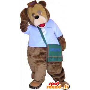 Brun bjørnemaskot i kurertøj - Spotsound maskot kostume