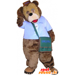 Mascotte bruine beer gekleed koerier - MASFR032269 - Bear Mascot