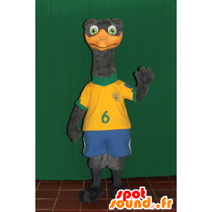 Gray ostrich mascot, giant, in sportswear - MASFR032272 - Sports mascot