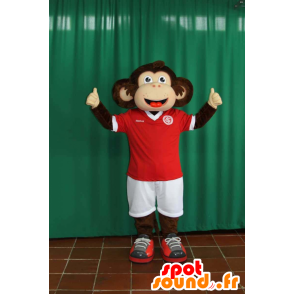Marrone e beige mascotte scimmia in abbigliamento sportivo - MASFR032273 - Mascotte sport