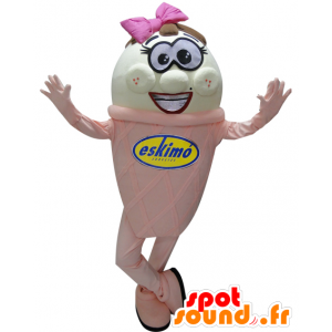 Mascot pink and white ice giant - MASFR032274 - Fast food mascots