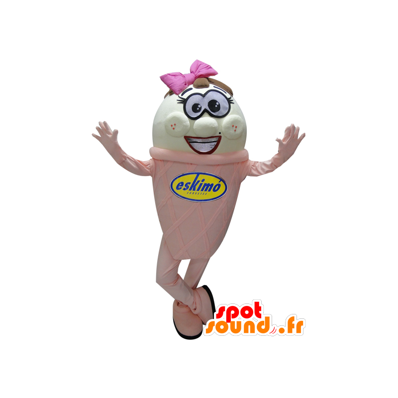 Mascot pink and white ice giant - MASFR032274 - Fast food mascots