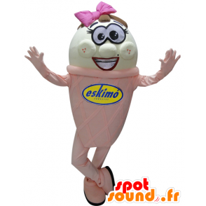 Mascot pink and white ice giant - MASFR032274 - Fast food mascots