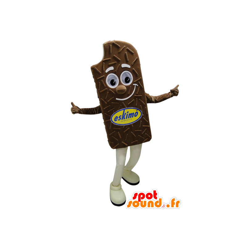 Mascot reuze chocolade-ijs en lachend - MASFR032275 - Fast Food Mascottes