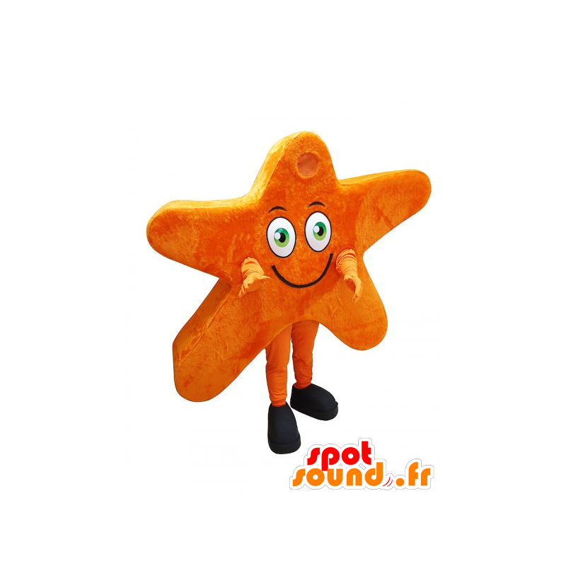 Mascotte d'étoile orange, géante et souriante - MASFR032278 - Mascottes non-classées
