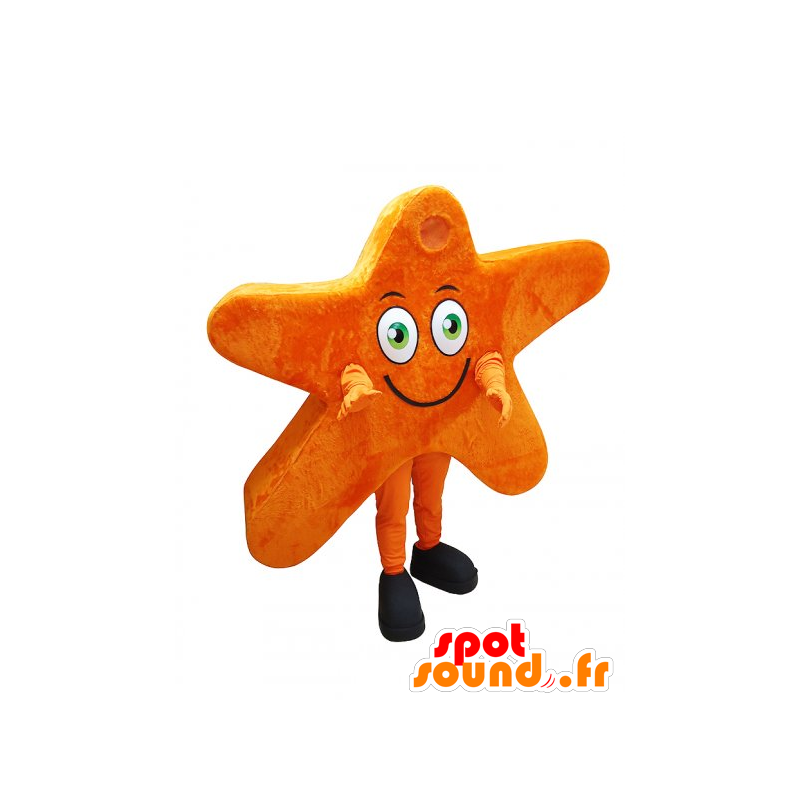 Estrela laranja mascote, gigante, sorrindo - MASFR032278 - Mascotes não classificados