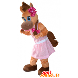 Brown horse mascot, colt, pretty and feminine - MASFR032281 - Mascots horse