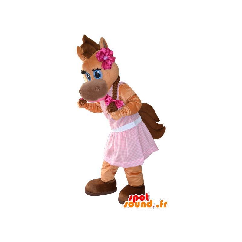 Brown horse mascot, colt, pretty and feminine - MASFR032281 - Mascots horse