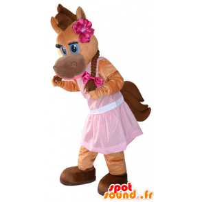 Mascote do cavalo marrom, potro, bonita e feminina - MASFR032281 - mascotes cavalo