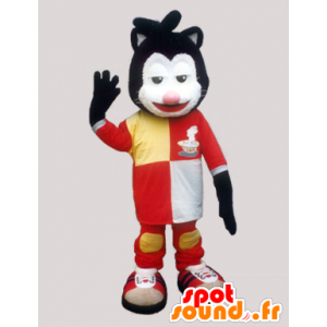 Black and white cat mascot with a colorful outfit - MASFR032283 - Cat mascots