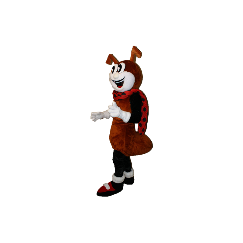 Brown Ant mascot, white and black - MASFR032284 - Mascots Ant