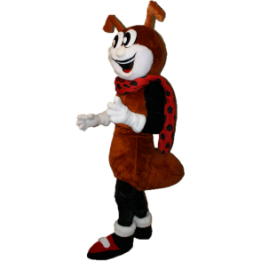 Brown Ant mascot, white and black - MASFR032284 - Mascots Ant