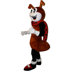 Brown Ant maskot, bílá a černá - MASFR032284 - Ant Maskoti
