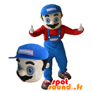 Mascotte de plombier, de garagiste. Mascotte de Mario - MASFR032285 - Mascottes Humaines
