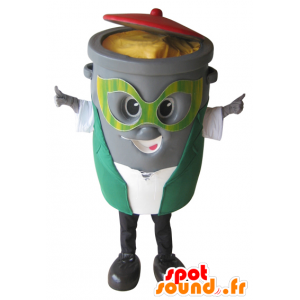 Papirkurv maskot, grå dumpster - Spotsound maskot kostume