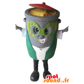 Spazzatura mascotte, cassonetto grigio - MASFR032287 - Mascotte di oggetti