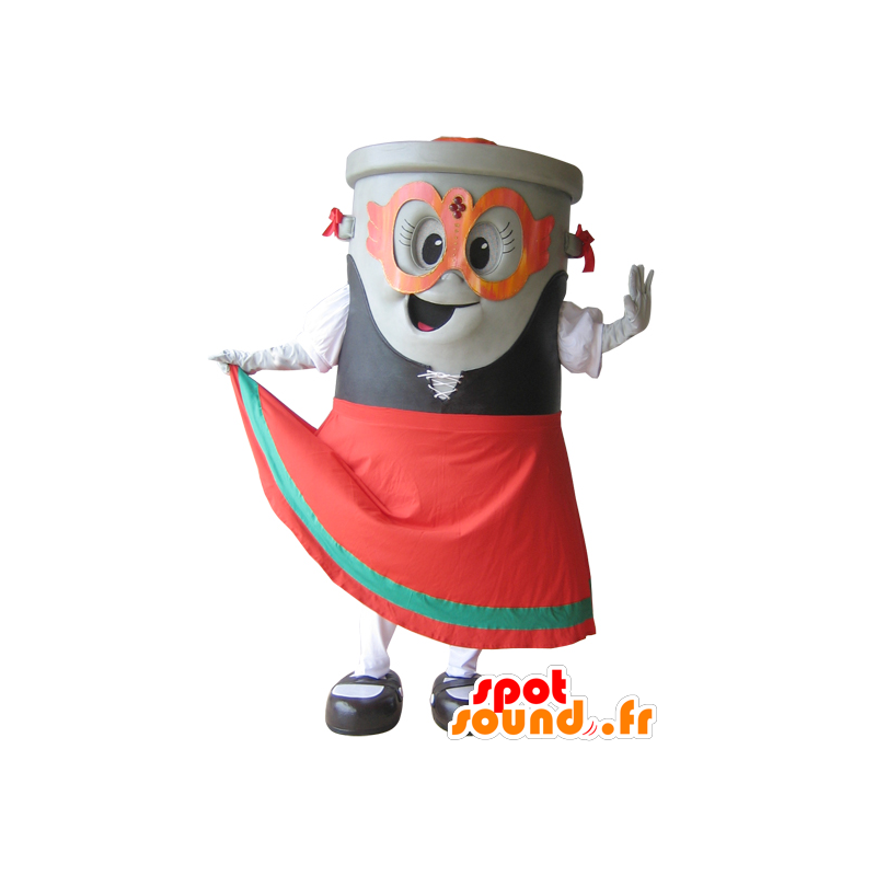 Mascotte de poubelle, de benne à ordures grise - MASFR032288 - Mascottes d'objets