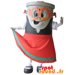 Spazzatura mascotte, cassonetto grigio - MASFR032288 - Mascotte di oggetti