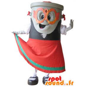 Papirkurv maskot, grå dumpster - Spotsound maskot kostume