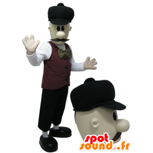 Maskotti mustachioed mies, hyvin elegantti. Englanti Mascot - MASFR032289 - Mascottes Homme