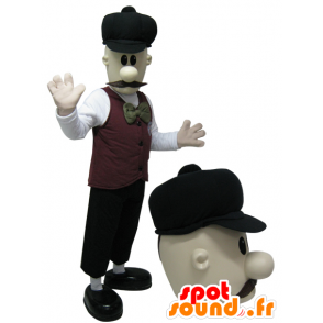 Mascot hombre con bigote, muy elegante. mascota del Inglés - MASFR032289 - Mascotas humanas