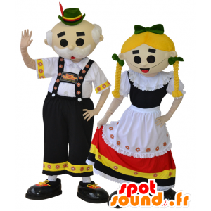 2 Tiroolse mascottes. Traditionele paar Mascottes - MASFR032290 - Human Mascottes