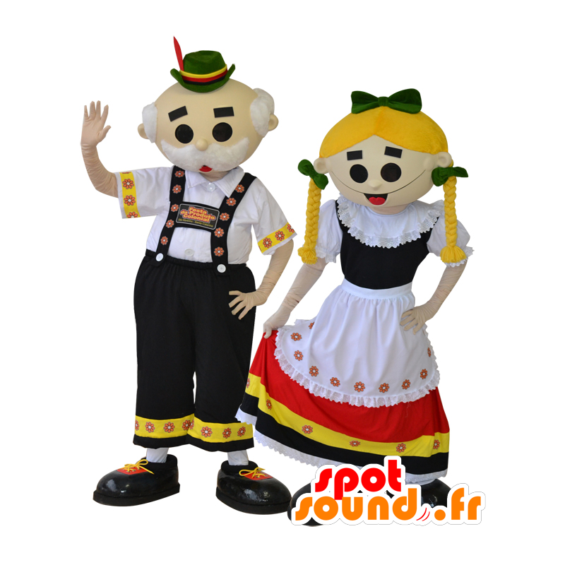 2 mascotes tirolesas. Mascotes casal tradicionais - MASFR032290 - Mascotes humanos