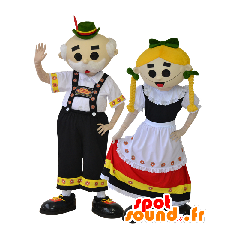 2 mascotte Tyroliens. tradizionale coppia di mascotte - MASFR032290 - Umani mascotte