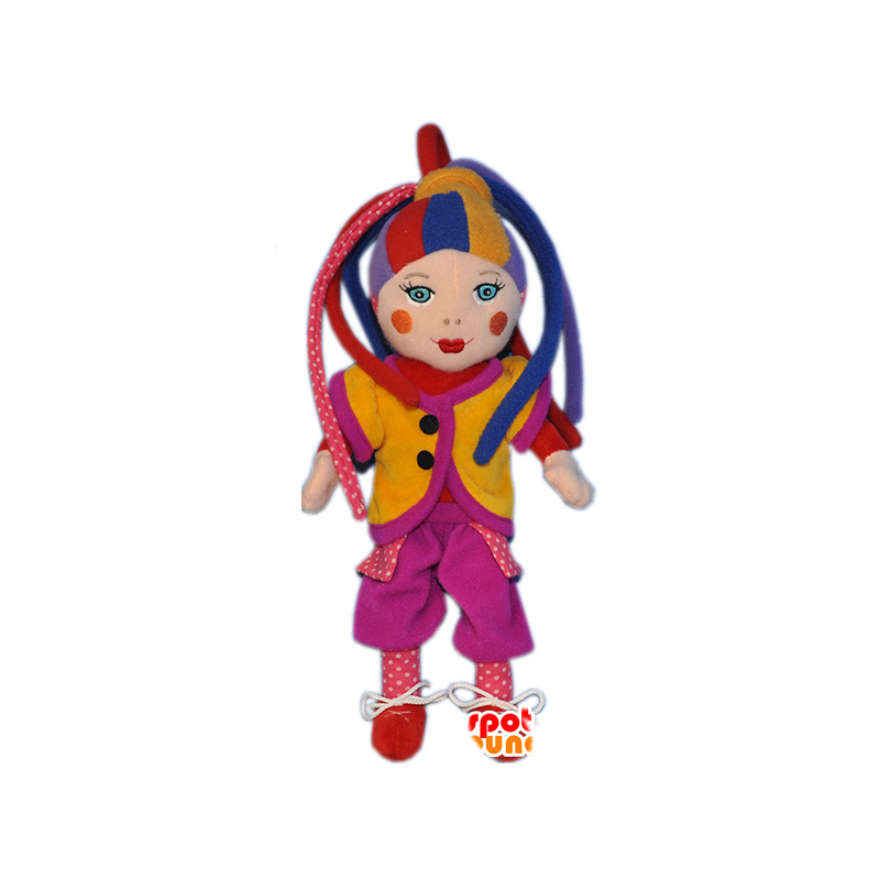 Clown mascotte van kleurrijke harlekijn pop - MASFR032292 - mascottes Circus