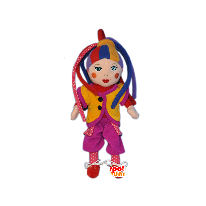Mascote palhaço de boneca arlequim colorido - MASFR032292 - mascotes Circus