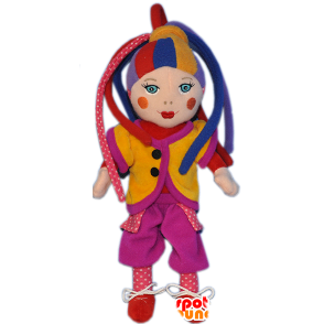 Clown mascot of colorful harlequin doll - MASFR032292 - Mascots circus