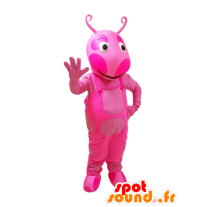 Mascote inseto, criatura rosa com antenas - MASFR032294 - mascotes Insect
