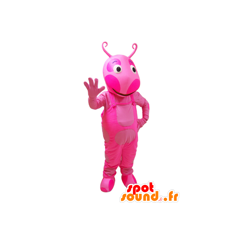 Mascote inseto, criatura rosa com antenas - MASFR032294 - mascotes Insect